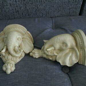 Set of 2 Elephant Wall Sconces Candle Holders Ivory in Color 5" X 6" Elephants